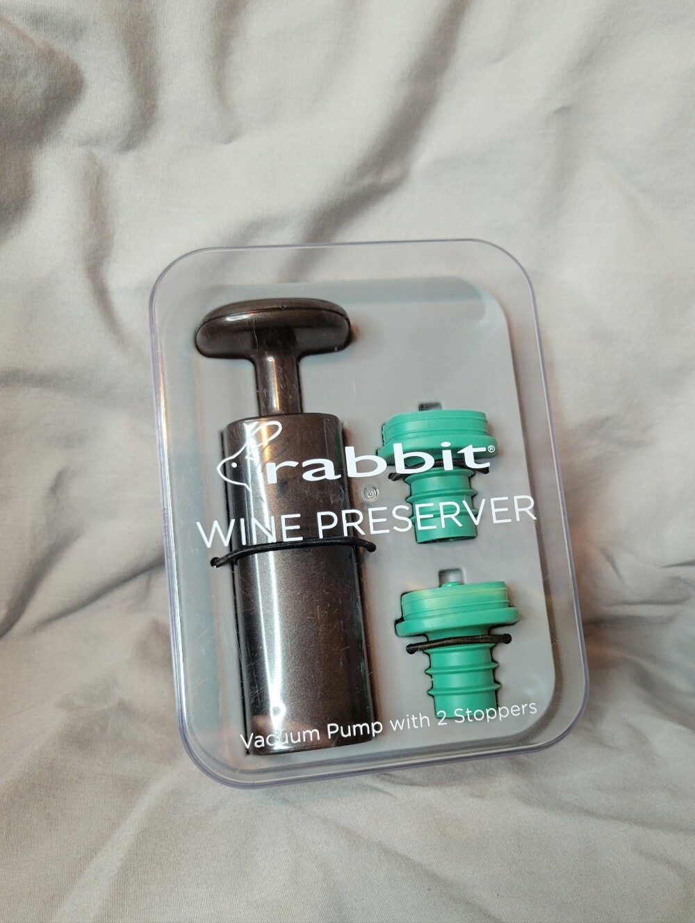 Rabbit Wine Preserver Vacuum Pump with Green Stoppers